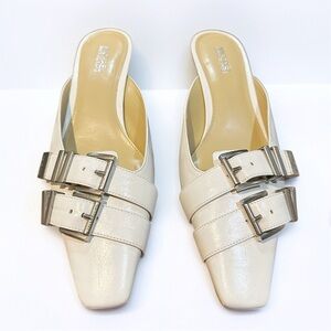 Michael Kors Darrington White Kitten Mule Pumps